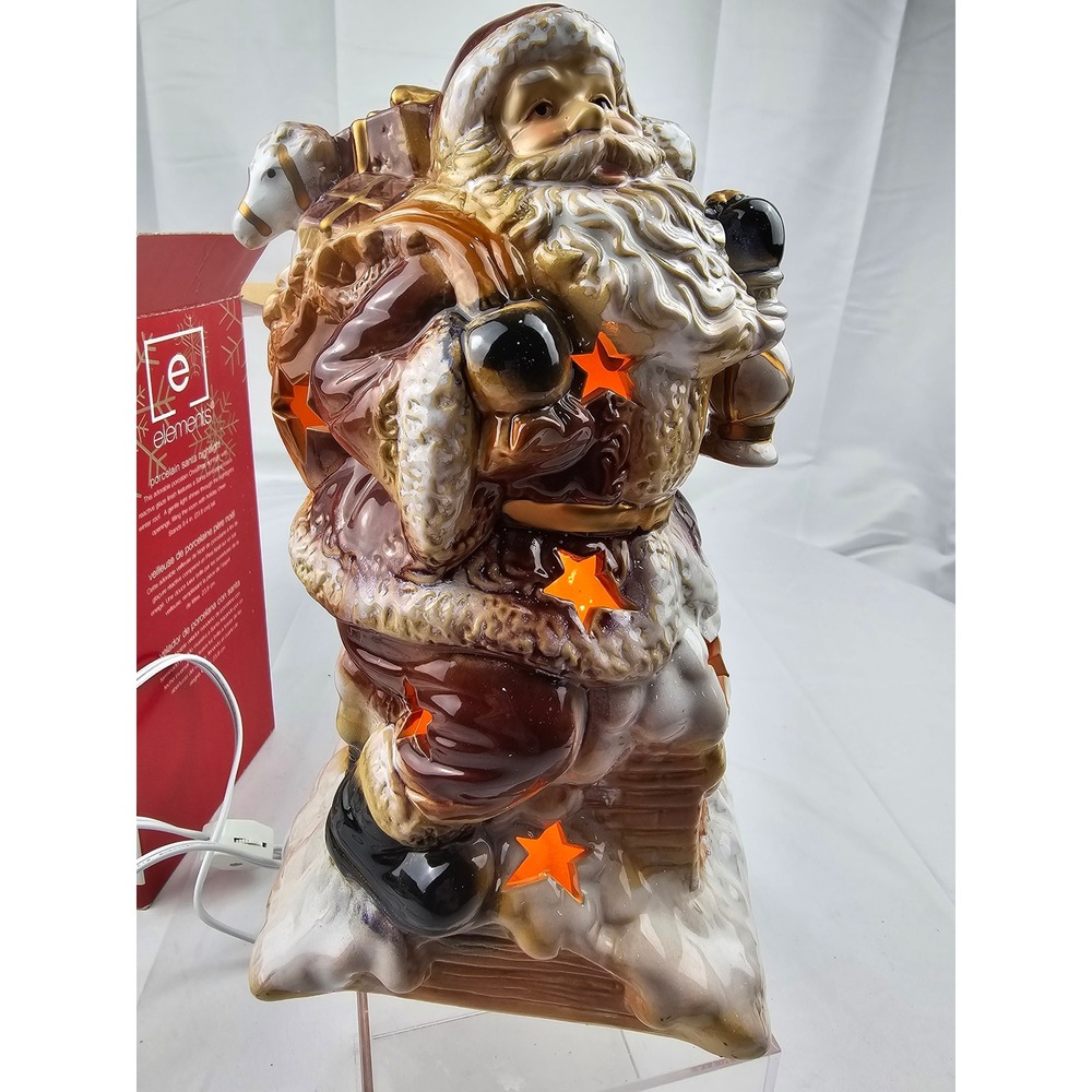 Elements Santa Claus Night Light Figurine Porcelain With Box Christmas Decor‎